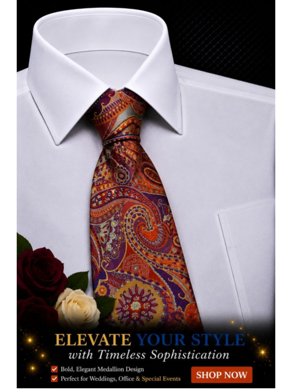 Paul Fredrick Paisley Orange Purple Men’s Tie